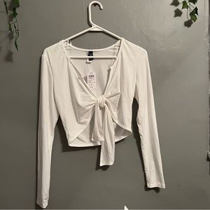 White low tie loose crop top